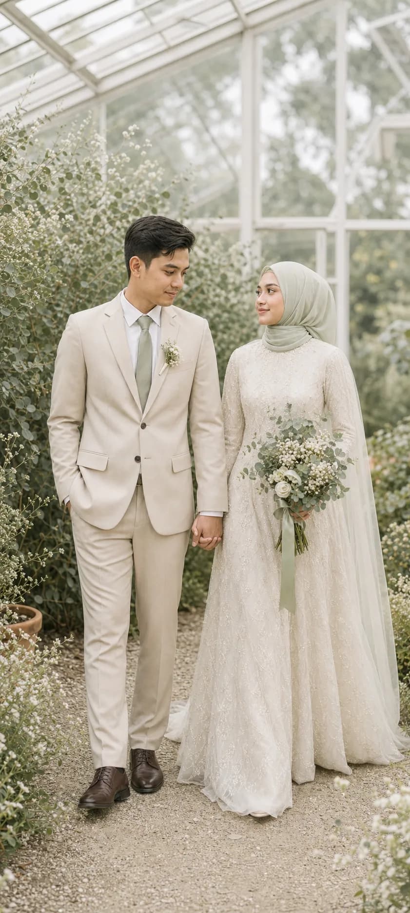 Dewi dan Arman berjalan di taman