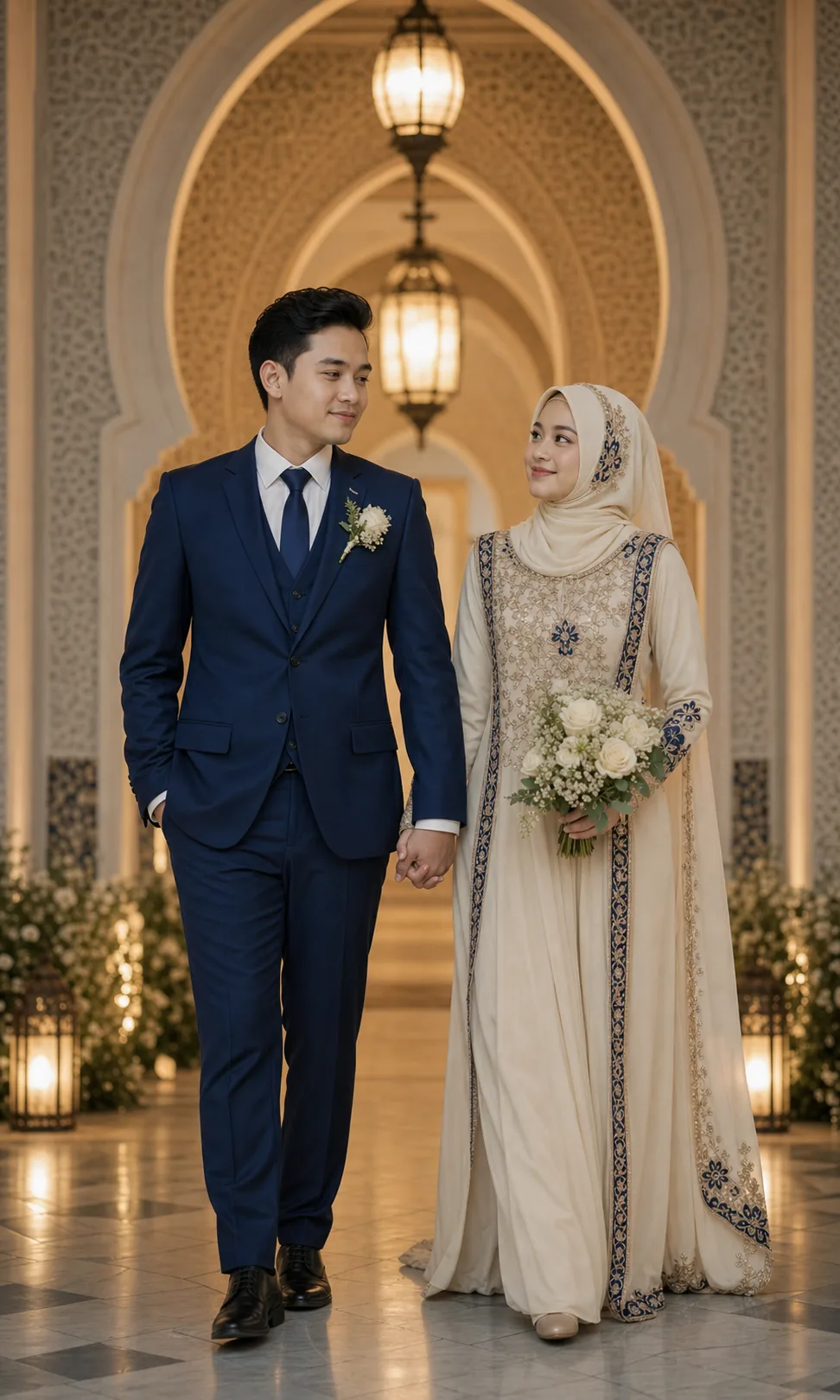 Aisyah dan Farhan berjalan bersama